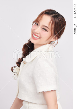 Beautiful young asian woman with clean fresh skin on white background, Face care, Facial treatment, Cosmetology, beauty and spa, Asian women portrait. 118327463
