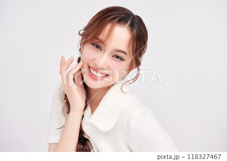 Beautiful young asian woman with clean fresh skin on white background, Face care, Facial treatment, Cosmetology, beauty and spa, Asian women portrait. 118327467