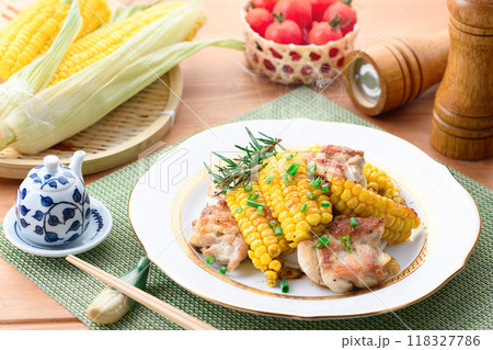 とうもろこしと鶏肉の照り焼き （ とうもろこし アレンジ料理 ） 118327786