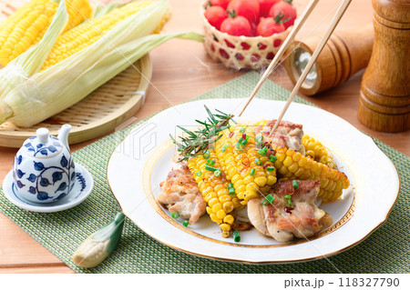 とうもろこしと鶏肉の照り焼き ( とうもろこし アレンジ料理 ) とうもろこしと鶏肉の照り焼き ( とうもろこし アレンジ料理 ) 118327790