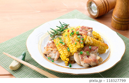 とうもろこしと鶏肉の照り焼き ( とうもろこし アレンジ料理 ) とうもろこしと鶏肉の照り焼き ( とうもろこし アレンジ料理 ) 118327799