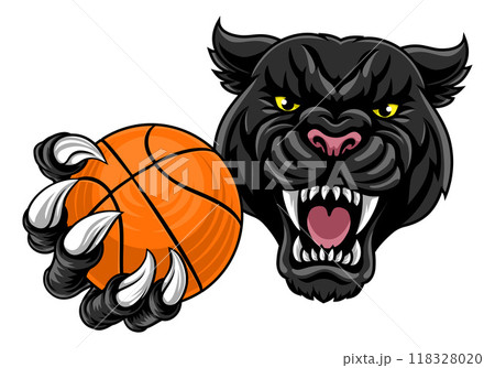 Black Panther Leopard Jaguar Cat Basketball Mascot Black Panther Leopard Jaguar Cat Basketball Mascot 118328020