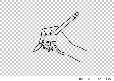Illustration of a hand with a pen 118328159