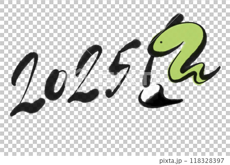 2025 年新年賀卡,蛇用毛筆寫數字令和 7 2025 年新年賀卡,蛇用毛筆寫數字令和 7 118328397