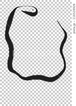 Brush-written snake frame New Year's card material 2025 monochrome 118328926