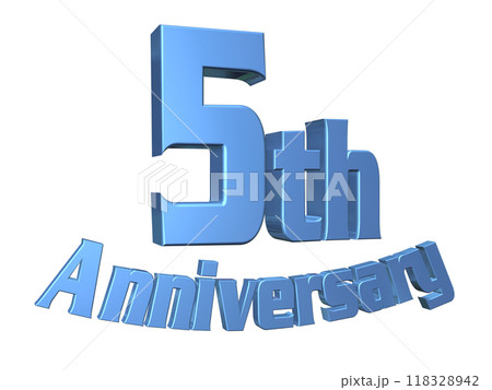 3DCG文字「5th Anniversary/5周年」ブルー,青 118328942