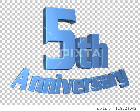 3DCG文字「5th Anniversary/5周年」ブルー,青 118328942