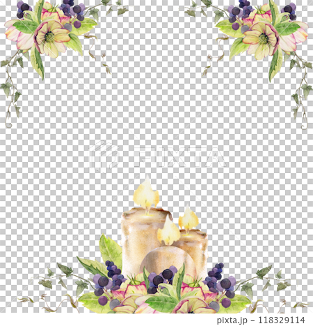 Hellebore flower, ivy vine tendrils, black berries. Watercolor hand drawn illustration, decorative corner frame isolated on white. Xmas, happy new year festive, noel navidad holiday. For cards, gifts. Hellebore flower, ivy vine tendrils, black berries. Watercolor hand drawn illustration, decorative corner frame isolated on white. Xmas, happy new year festive, noel navidad holiday. For cards, gifts. 118329114
