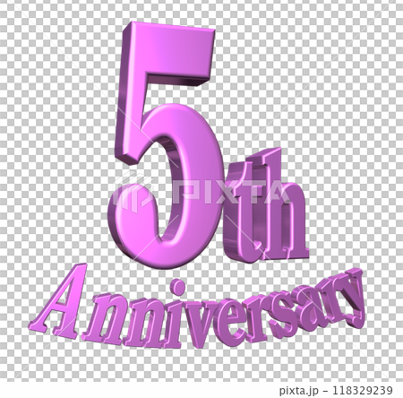 3DCG文字「5th Anniversary/5周年」パープル,紫,ピンク 118329239