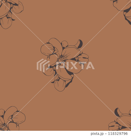 Hand drawn floral pattern vector design. Flower drawing simple ornament. Hand drawn floral pattern vector design. Flower drawing simple ornament. 118329796
