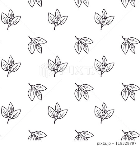 Hand drawn floral pattern vector design. Simple ornament with plant and leaf. Hand drawn floral pattern vector design. Simple ornament with plant and leaf. 118329797