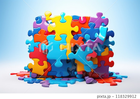 Multi colored puzzle pieces 118329912