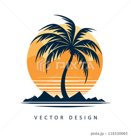 palm tree summer vacation minimalist vector design isolated illustration 118330065