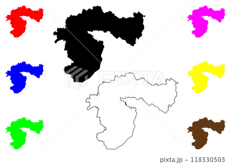 Passau district (Federal Republic of Germany, rural district Lower Bavaria, Free State of Bavaria) map vector illustration, scribble sketch Passau map Passau district (Federal Republic of Germany, rural district Lower Bavaria, Free State of Bavaria) map vector illustration, scribble sketch Passau map 118330503