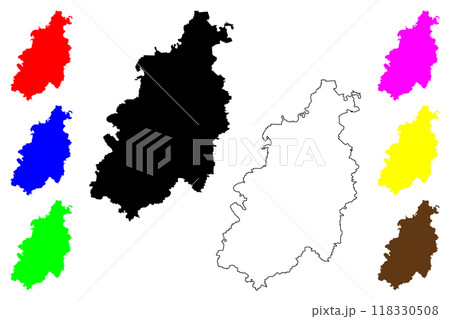Pfaffenhofen district (Federal Republic of Germany, rural district Upper Bavaria, Free State of Bavaria) map vector illustration, scribble sketch Pfaffenhofen map 118330508