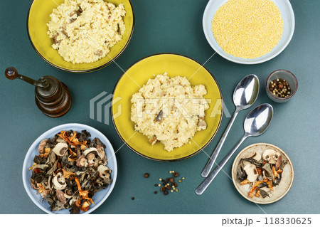 Wheat porridge with mushrooms. 118330625