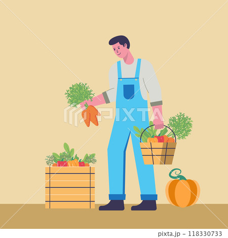Man farmer harvesting 118330733