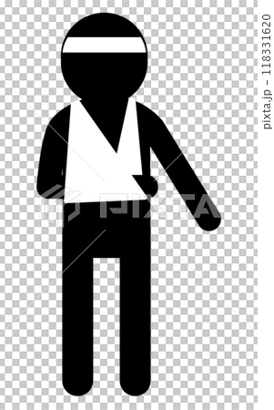 Person with injured arm, safety sign, danger, caution pictogram 118331620