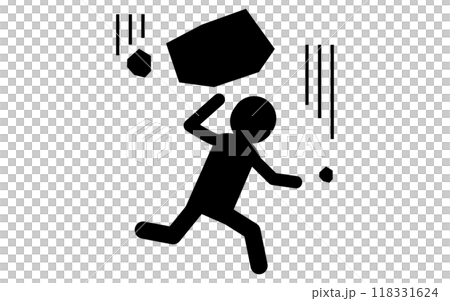 Caution: Falling rocks, safety sign, danger, caution pictogram 118331624