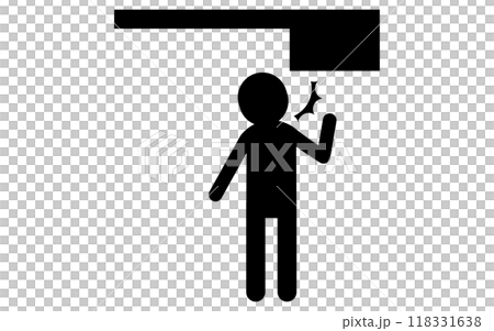 Overhead caution, safety sign, danger, caution pictogram 118331638