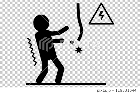 觸電警告、安全標誌、危險、警告象形圖 118331644