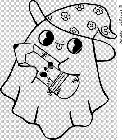 Groovy Retro School Supplies Halloween ghost cartoon outline Groovy Retro School Supplies Halloween ghost cartoon outline 118331848