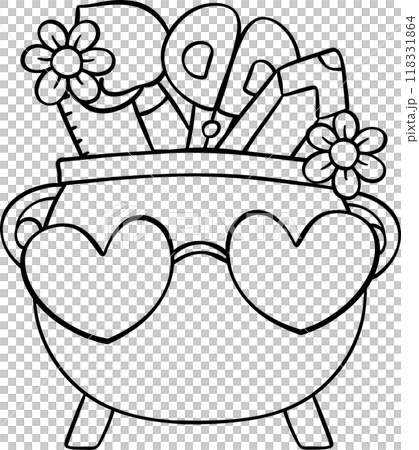 Groovy Retro School Supplies Halloween cartoon outline Groovy Retro School Supplies Halloween cartoon outline 118331864
