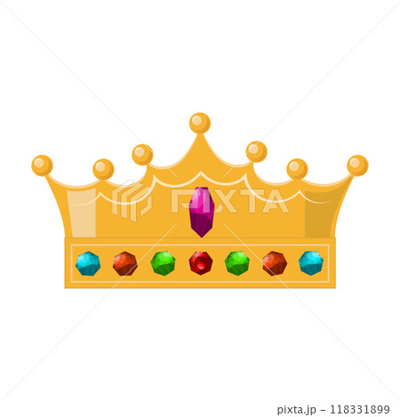 Vector gold crown icon. Simple crowning, queen or king crown design. Colored jewelry with crown. Royal imperial coronation symbol 118331899