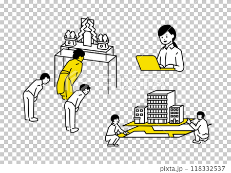 建築施工イラストセット　プランニング中心 118332537