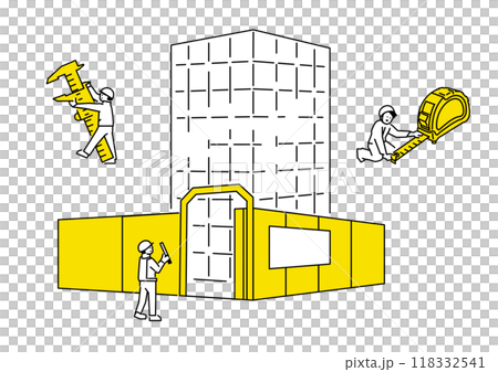工事現場と道具のセットイラスト 118332541