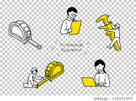 Illustration set of two businessmen with work tools 118332547