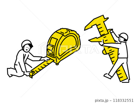 ノギスとメジャーを使うイラスト 118332551