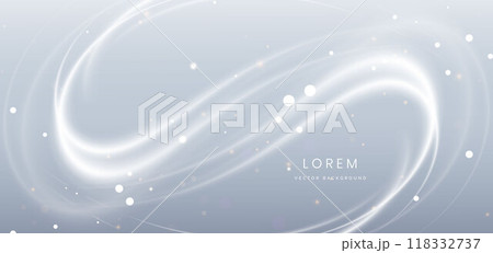 Abstract white wave lines on grey background. with lighting effect sparkle. 118332737