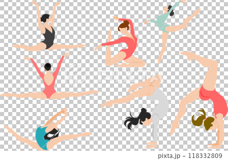 婦女做體操的插圖集 118332809