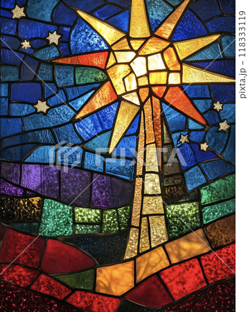 ステンドグラスのカラフルな星空 AI画像 ステンドグラスのカラフルな星空 AI画像 118333119