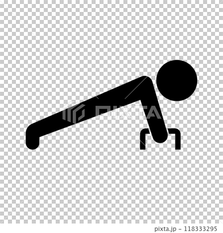 有俯臥撐桿的俯臥撐剪影 118333295