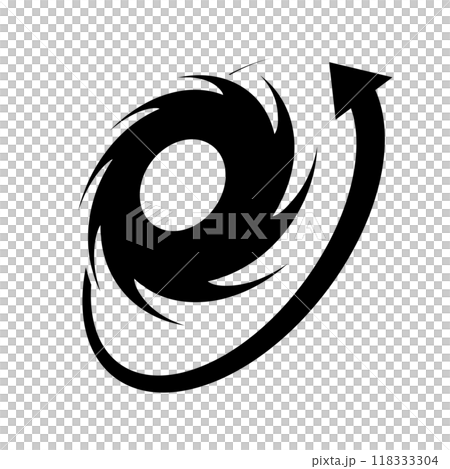 Silhouette of a counterclockwise rotating typhoon Silhouette of a counterclockwise rotating typhoon 118333304