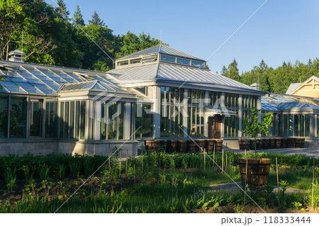 exterior view of vintage orangery 118333444