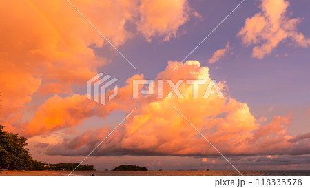 Colorful sky clouds in sunset or sunrise time,Beautiful nature landscape sky background 118333578