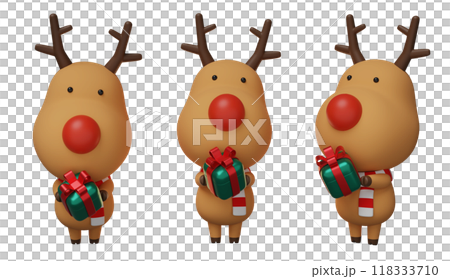 Christmas Rudolph handing out gifts 3D graphics 118333710
