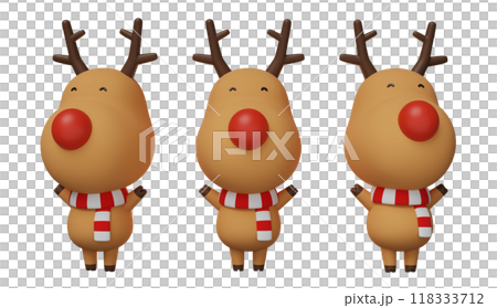 Christmas Rudolph 3D graphics smiling and cheering 118333712