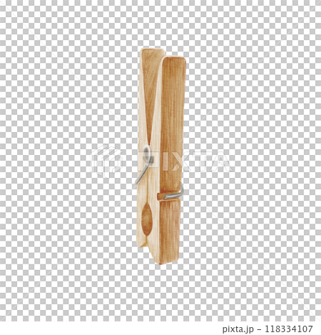 Wooden clothespin. Hand drawn watercolor clipart On a transparent background. For compositions with linens, photos. Wooden clothespin. Hand drawn watercolor clipart On a transparent background. For compositions with linens, photos. 118334107