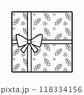 square gift box tied with ribbon and various patterns top view 118334156
