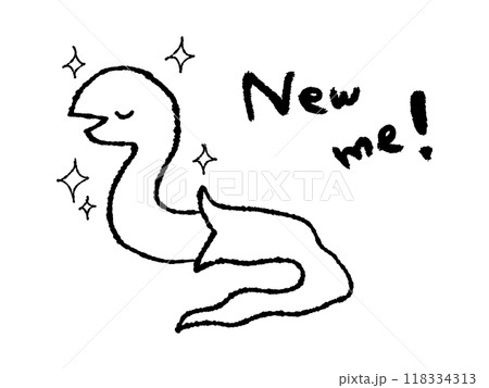 ヘビ年のシンプルでかわいい年賀状素材 ヘビ年のシンプルでかわいい年賀状素材 118334313