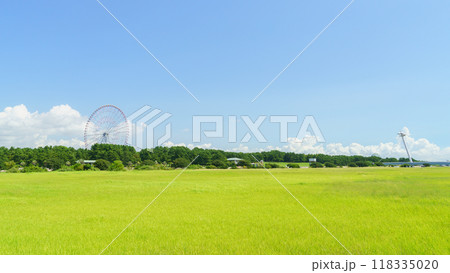【東京都江戸川区】葛西海浜公園(西なぎさ)から見る葛西臨海公園の大観覧車と葛西渚橋 118335020