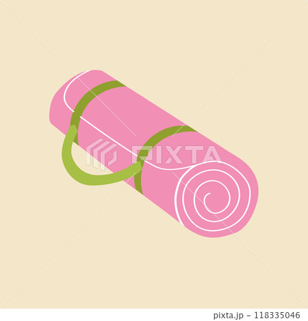 Pink yoga mat. Color vector illustration in flat style. 118335046