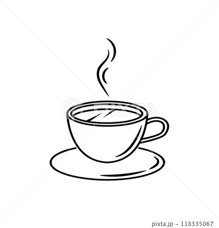 Cup with hot drink coffee tea cocoa doodle icon. Vector hand drawn sketch illustration. Cup with hot drink coffee tea cocoa doodle icon. Vector hand drawn sketch illustration. 118335067