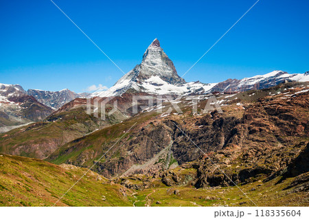 Matterhorn mountain range in Switzerland 118335604