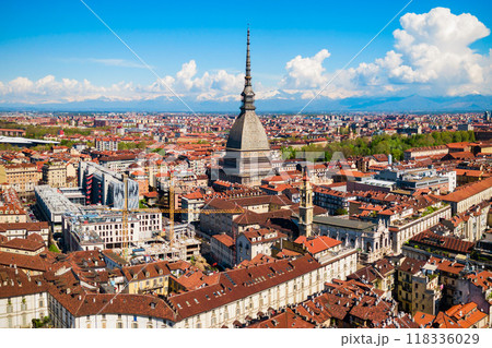 Turin aerial panoramic view, Italy 118336029