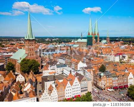 Lubeck old town aerial view Lubeck old town aerial view 118336168